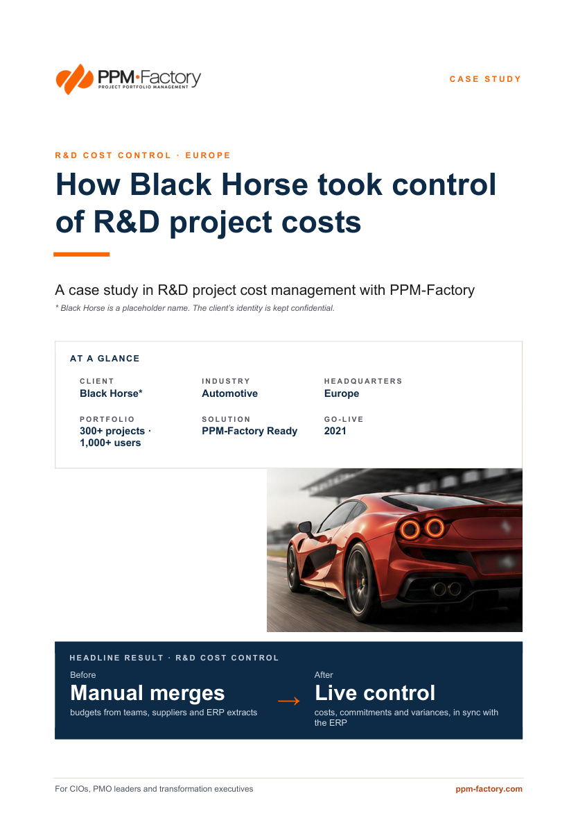 How Black Horse took control of R&D project costs case study cover