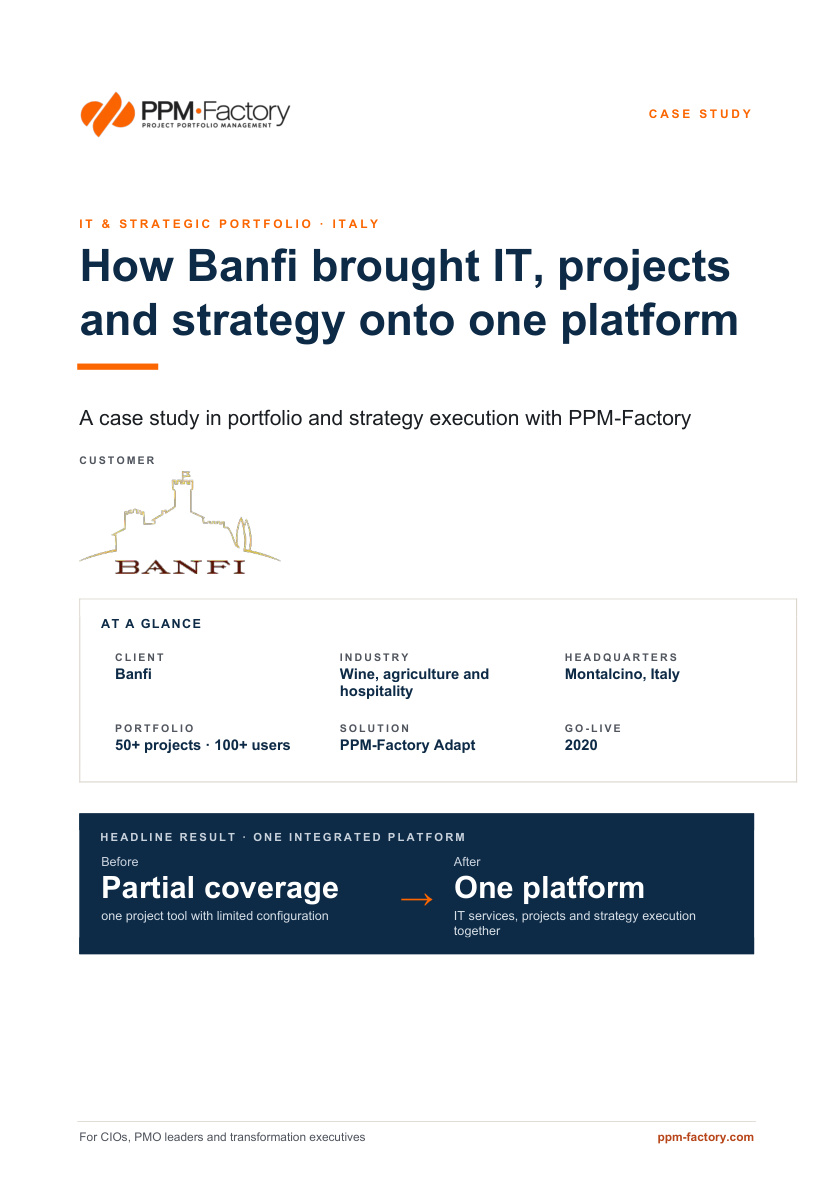 How Banfi brought IT, projects and strategy onto one platform case study cover